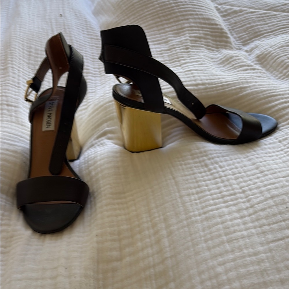 Steve Madden Sandals with Gold Block Heel